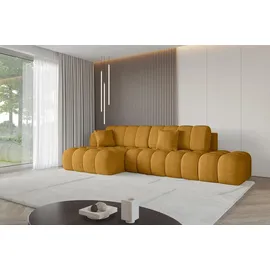 altdecor Ecksofa Cord mit Schlaffunktion 2-Sitzer Senfgelb