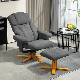 Homcom Relaxsessel mit Hocker Textil 79 x 104 x 80 cm Dunkelgrau
