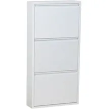 VCM Pisa Schuhschrank mit 3 Klappen/Türen in Metall Weiẞ