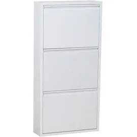 VCM Pisa Schuhschrank mit 3 Klappen/Türen in Metall Weiẞ