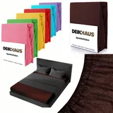 DH DEIN.HAUS Frottee Spannbettlaken 180 x 200 cm – Baumwolle, mit Gummizug, weich & pflegeleicht, Bettlaken – Farbe: Schoko