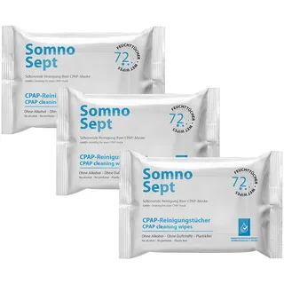 CPAP-Reinigungstücher – SomnoSept 3er Pack (3x72 Stück) – Gründliche Reinigung Ihrer CPAP-Maske – ohne Duftstoffe