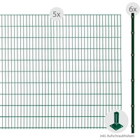 Arvotec Doppelstabmattenzaun "ESSENTIAL 203 zum Aufschrauben" Zaunelemente Zaunhöhe 203 cm, Zaunlänge 2 - 60 m Gr. H/L: 203 cm x 10 m H/L: 203 cm, grün (dunkelgrün) Zaunelemente
