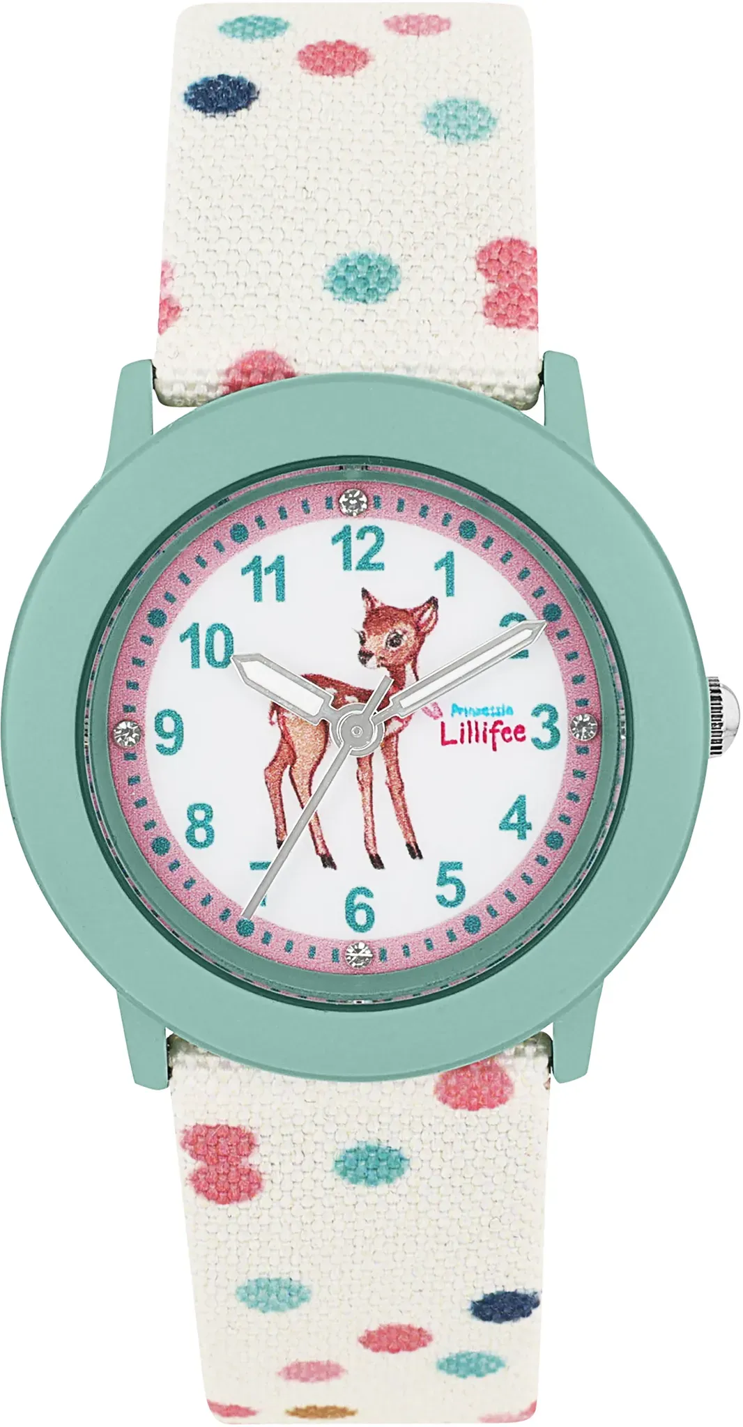 Prinzessin Lillifee Mädchen Armbanduhr 2038626 Textilband Rehkitz grün