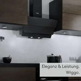 Wiggo B643 Dunstabzugshaube 60cm kopffrei I Abluft Umluft Dunstabzug 615m3/h - Touch-Display 4 Stufen I Energieeffizienzklasse B Schräghaube inkl... - schwarz