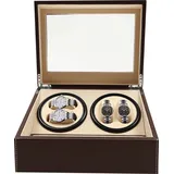 Automatik Uhrenbeweger Watch Winder Box Beweger Uhrenkasten Uhrenvitrine Automatische Uhrenbox für 4+6 Uhren Schmuck Watch Winder Aufbewahrungskoffer - Braun