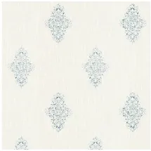 Profhome Barock Tapete Ornament 0,53 m x 10 m 5,33 m2 Silber/Weiß 319461-GU