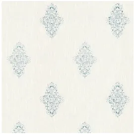 Profhome Barock Tapete Ornament 0,53 m x 10 m 5,33 m2 Silber/Weiß 319461-GU
