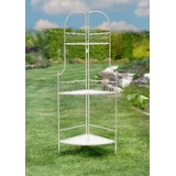 Eckregal 3 Etagen Metallregal Blumenregal Etagere Gartendeko Metall antik weiß