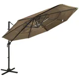 vidaXL Sonnenschirm mit Aluminium-Mast 4-lagig Taupe 3x3 m