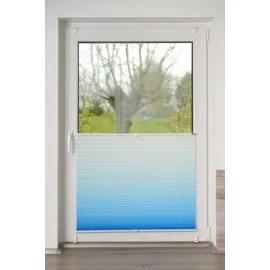 K-HOME Plissee Farbverlauf Sunrise 50 x 130 cm blau/weiß