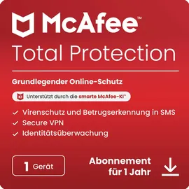 McAfee Total Protection 2025 ESD 1 Gerät 12 Monate DE Win Android iOS