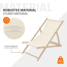 ECD Germany Liegestuhl Klappbar 10er Set 120 x 60 x 30 cm Beige
