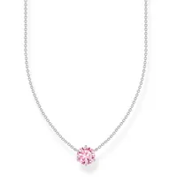 Thomas Sabo Kette mit pinkfarbenem Zirkonia-Anhänger Silber