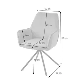 Mendler Esszimmerstuhl HWC-G67, Küchenstuhl Stuhl mit Armlehne, drehbar Auto-Position, Samt MVG ~ dunkelgrau, Beine schwarz