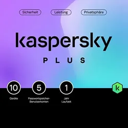 Kaspersky Plus | 10 Geräte | 1 Jahr | Antivirus-Sicherheit | Nachfolger von Kaspersky Internet Security