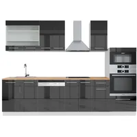 Vicco Küchenzeile Fame-Line 300 cm Anthrazit Hochglanz/Weiß