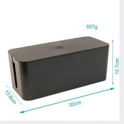 Intirilife Kabelbox aus Kunststoff in Schwarz - 32.1 x 13.6 x 12.7 cm - Kabelmanagement Box, Organizer zum Verstecken von Kabeln und Steckdosenleisten