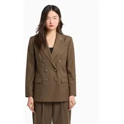 Armani Exchange für Damen. XW000220AF10855U6199 Halbstrukturierter zweireihiger Blazer mit braunen, tonalen Gummiknöpfen (XXS), Lässig, Poly