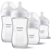 Philips Avent Glas-Flasche 4er Pack Natural Response 120ml & 240ml | Silikon-Sauger