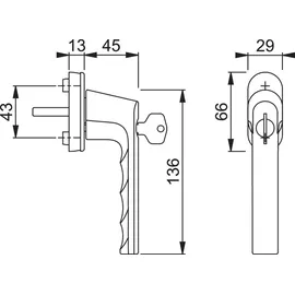 HOPPE Fenstergriff 0700LS/U26 100NM, 7/32-42, F 9714M