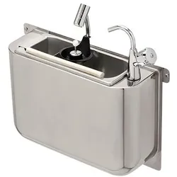 Chefgastro Spülbecken für Eisportionierer mit Wasserhahn und Eislöffeldusche, Wasseranschluss, Ablauf und Überlaufror HxBxT 27x41x12cm
