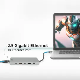 Act USB-C 4K / 8K 30Hz Docking-Station für 1 HDMI-Monitor, 2.5 Gigabit-Ethernet, USB-C 10Gbps, USB-A 10Gbps, 3.5mm Audio, PD Pass-Through