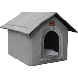 Whiwhi Hundehütte Hundehöhle mit Abnehmbarem Plüschkissen Katzenhöhle Haustierhaus Warmes Und Gemütliches Hundehaus Katzenhaus 45x40x45cm