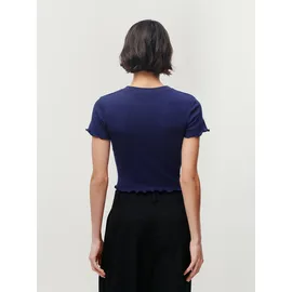 LeGer By Lena Gercke LeGer T-Shirt Teresa, LeGer by Lena Gercke mit Rippstruktur, kurze Form, slim fit blau L (40)