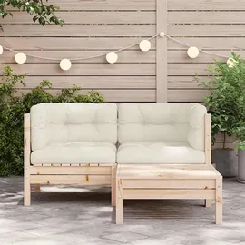 vidaXL Garten-Lounge-Set 3-tlg. creme Kiefer