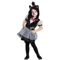 Rubie ́s Kostüm Kätzchen, Katzenkostüm mit Kapuze für Kinder schwarz 128