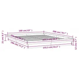 vidaXL Bettgestell mit LED 160 x 200 cm weiß