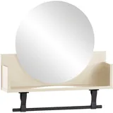 Schildmeyer Wandregal Lovund, Breite 59 cm, Mit Kleiderstange aus Kunststoff und runder Spiegelfläche beige|weiß