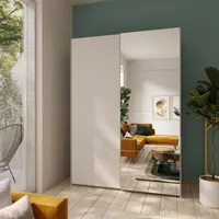 Alasans Kleiderschrank mit Spiegel, KARO 150x210 cm, weiß -