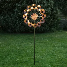 MARELIDA XXL Doppel Windrad ANTIK - Gartendeko - Metall - Erdspieß - H: 1,80m - kupferfar...