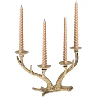 Relaxdays Kerzenständer Hirschgeweih, vierarmig, Kerzenhalter für Stabkerzen, Vintage Kerzenleuchter,