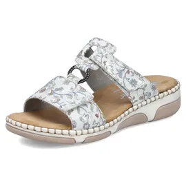 Rieker Damen Pantolette mit T-Riemen und Blumenmuster Weite H 66292, Größe:41 EU, Farbe:Mehrfarbig - Grau - 41