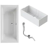Schulte Badewanne Onda 180x80 cm, Komplett inkl. Wannenträger und