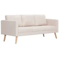 vidaXL 3-Sitzer-Sofa Stoff Cremeweiß