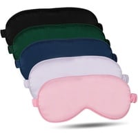 supregear Seiden Schlafmasken, Bequeme Nachtschlaf Seiden Augenmaske Satin Augenabdeckung mit Gummiband für Yoga Reisen Nickerchen Frauen Männer, 5er-Pack, Farblich Sortiert