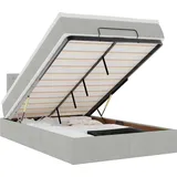 vidaXL Ottoman-Bett mit Matratze & LEDs Hellgrau 120x200 cm Samt