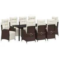 VidaXL 9-teiliges Garten-EssSet aus braunem Poly-Rattan