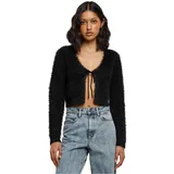URBAN CLASSICS Damen Strickjacke Ladies Tied Cropped Feather Cardigan Black S - S