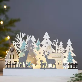 Star Trading LED Schwibbogen Reinbek beige Holz batteriebetrieben beleuchtet