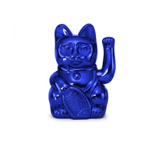 DONKEY Lucky Cat Cosmic Edition Earth Shiny Blue | Winkekatze, Maneki Neko, 15 cm, in Geschenkverpackung