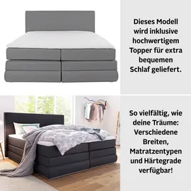 Collection AB Boxspringbett COLLECTION AB "Ninoni", braun, B:195cm L:210cm, Komplettbetten, Boxspringbett, inkl. Bettkasten, Topper und wahlweise mit LED-Beleuchtung, Topseller