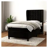 Lattenrost mit Matratze, Schwarz, 90 x 190 cm, Velours, Plattform, mit Lattenhalter, einfache Montage, für Schlafzimmer, Erwachsene