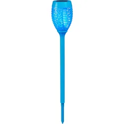 LED Gartenfackel BONETTI, blau (türkis), H:72cm, Lampen, LED Solar Gartenfackel mit realer Flamme