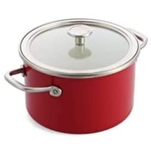 KitchenAid Steel Core Enamel Kochtopf mit Deckel (20cm/3,7l), deutsche Emaille, Induktionsgeeignet, backofenfest, spülmaschinenfest, Empire Rot