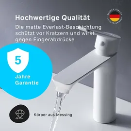 AM.PM Einhebel-Waschtischarmatur Hit Wasserhahn Bad aus Messing, Mischbatterie FTA02233 M-Größe Weiß